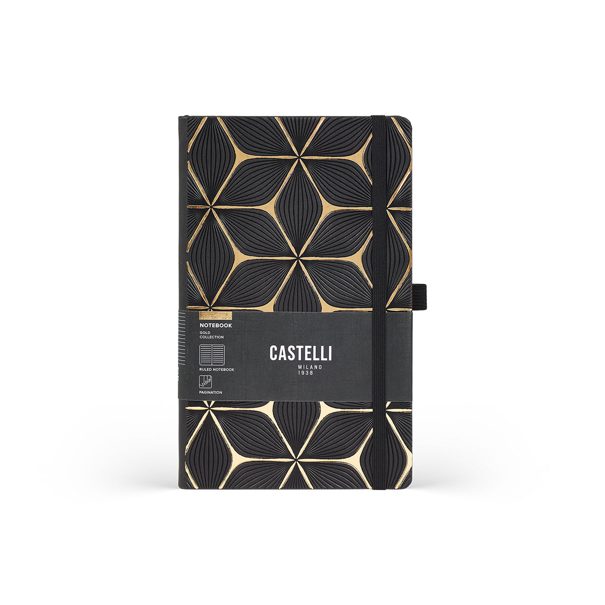 Castelli Notebook Gold Mid Ruled Flower