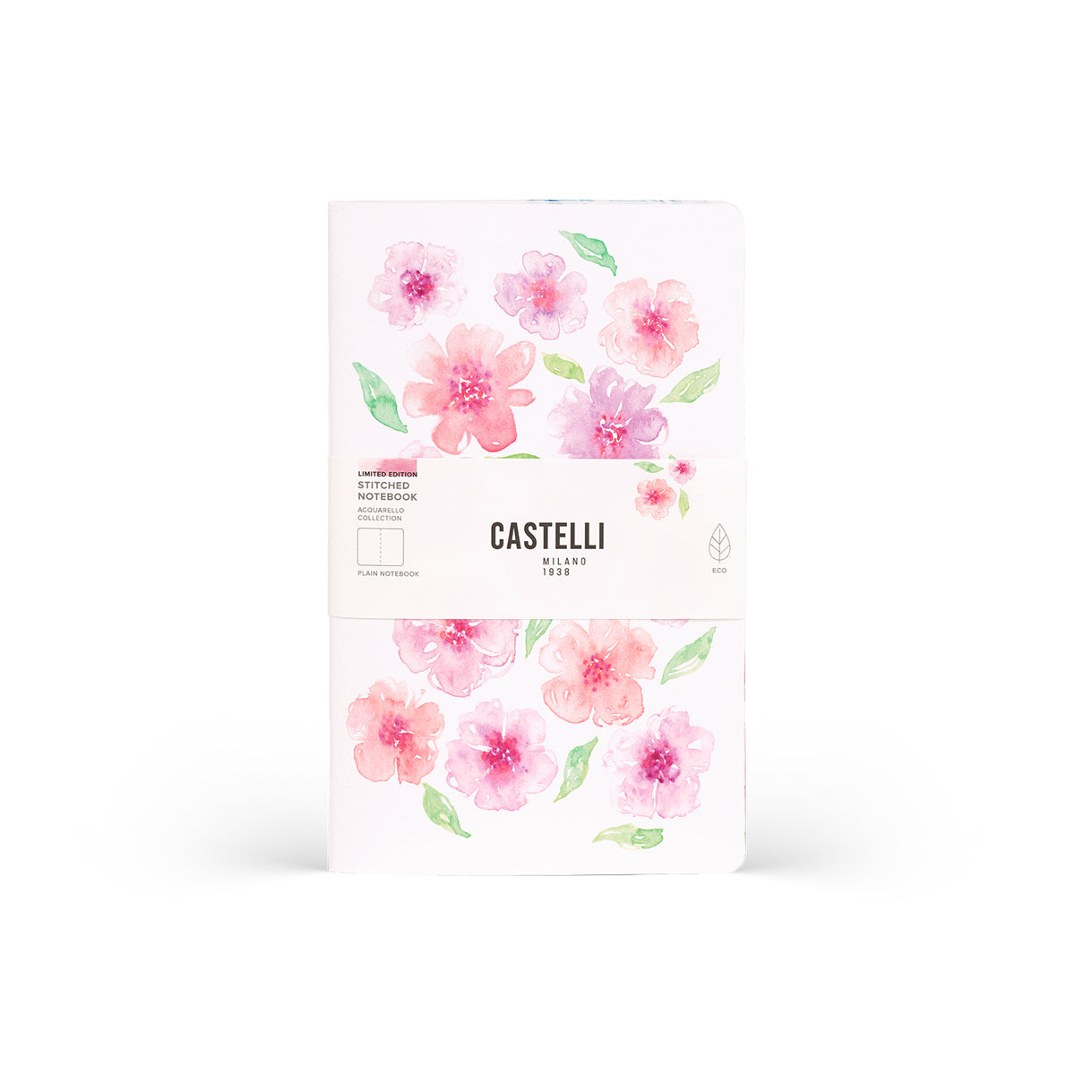 Castelli Quaderno Stitched Aquarello Mid Plain Peach Flowers