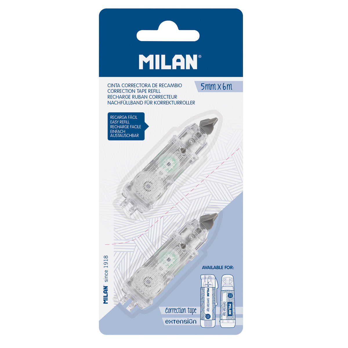 Milan Correction Tape Refill 5mm x 6m 2 Pack