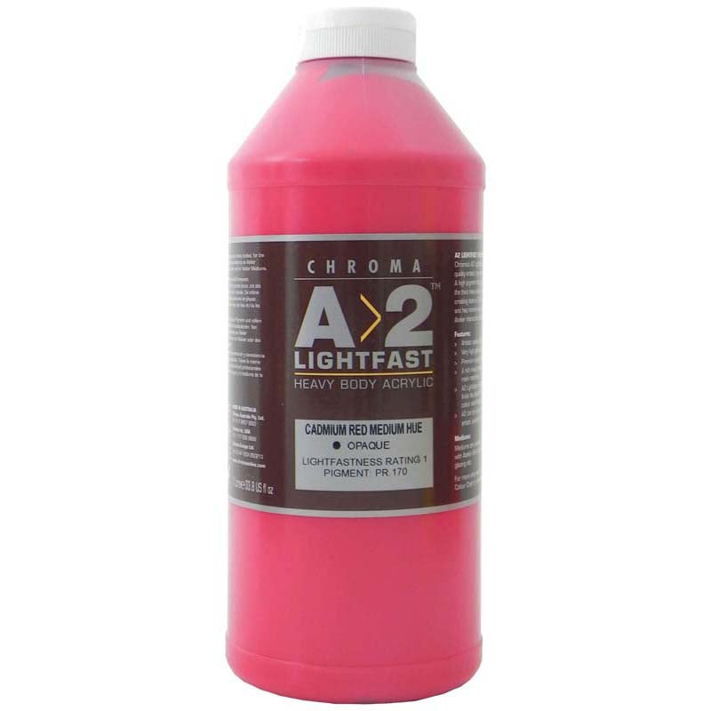 A2 Lightfast Heavybody Acrylic 1 Litre Cadmium Red Medium Hue