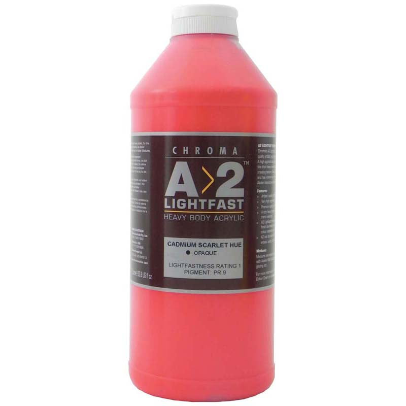A2 Lightfast Heavybody Acrylic 1 Litre Cadmium Scarlet Hue
