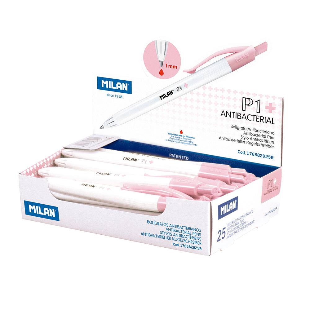 Milan P-1 Antibacterial Ballpoint Pens Red Ink. Sold per 25s