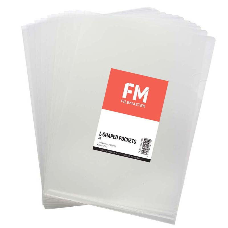FM Pocket L Shape Clear A4 Clear 12 Pack Hangsell