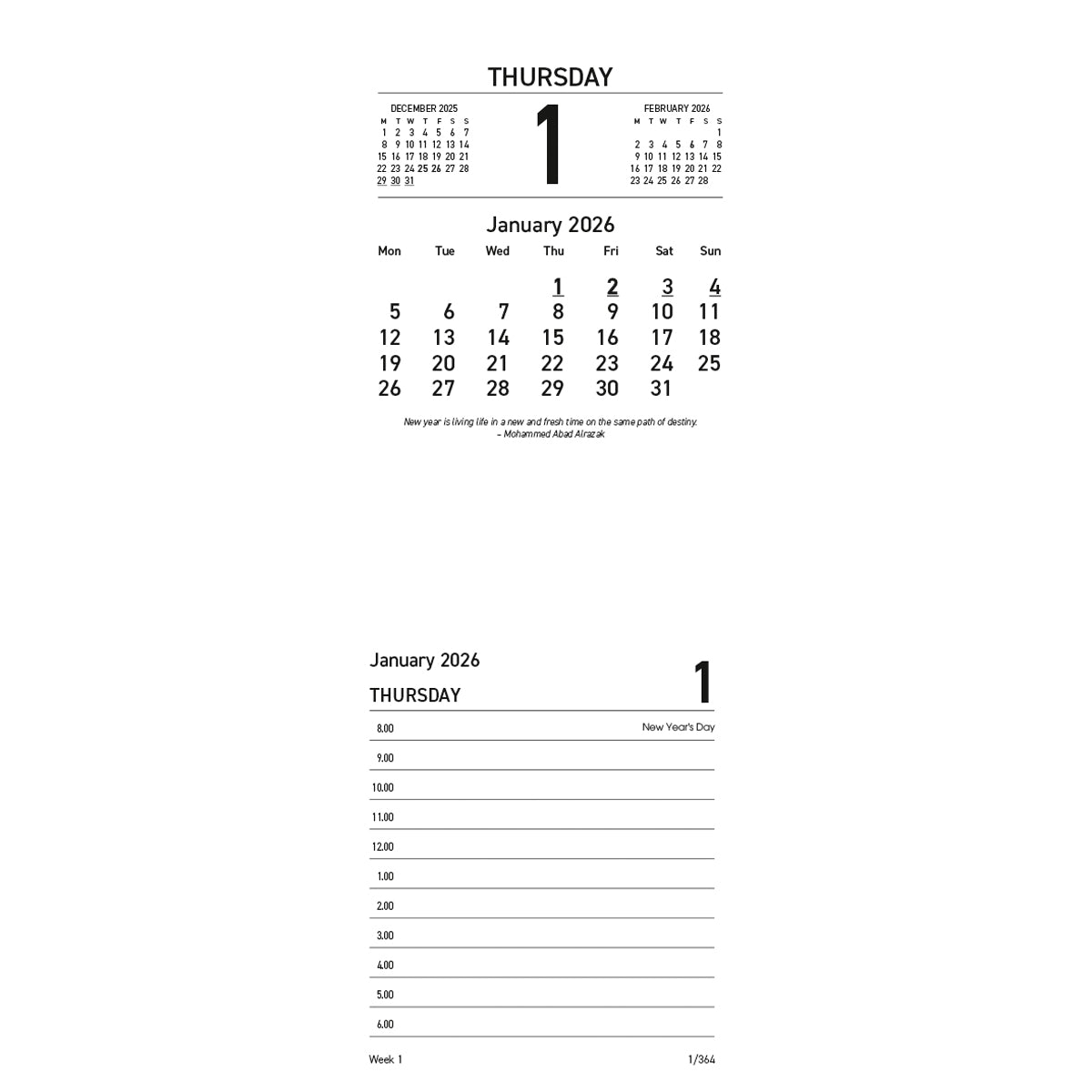 Collins Calendar Refill 13H Top Opening Even Year