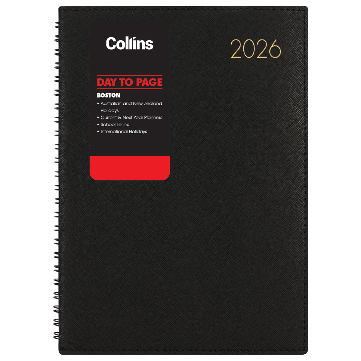 Collins Boston A51 Day To Page Diary Black Wiro Even Year