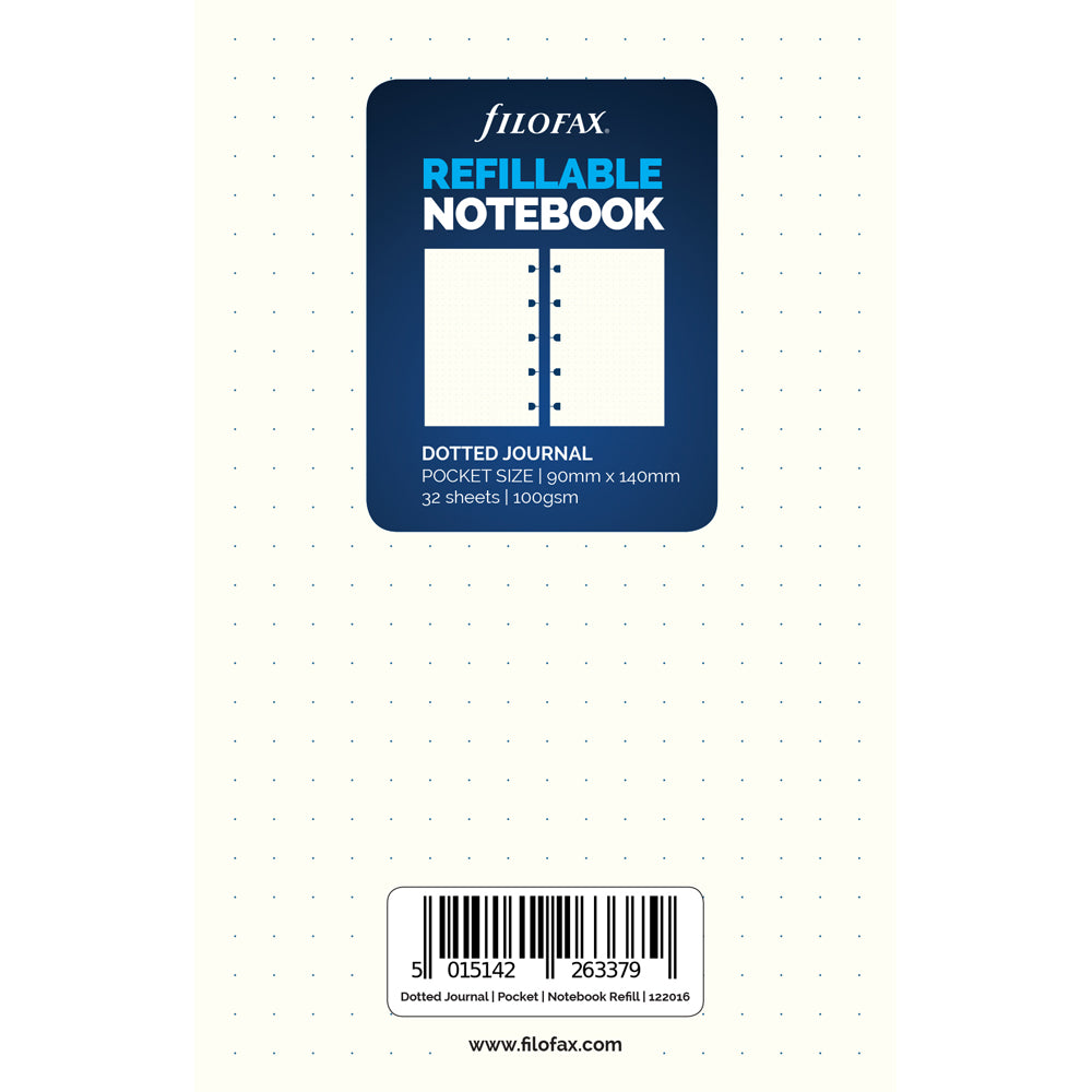 Filofax Notebook Refill Pocket Notepaper Dotted White