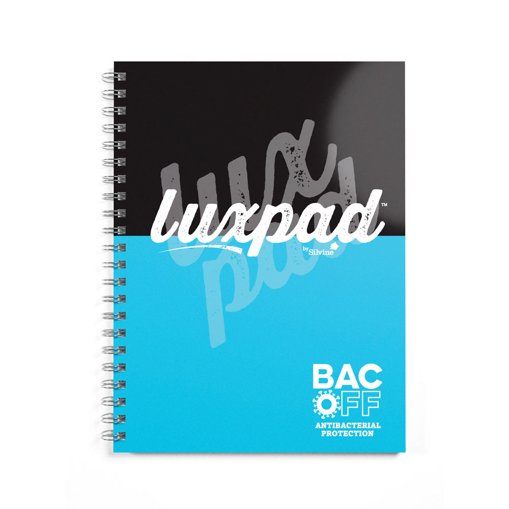 Luxpad Anti-Bacterial Notebook A4+ Lined With Margin Wiro Bound 200 Pages Assorted Colours. Sold per 3s