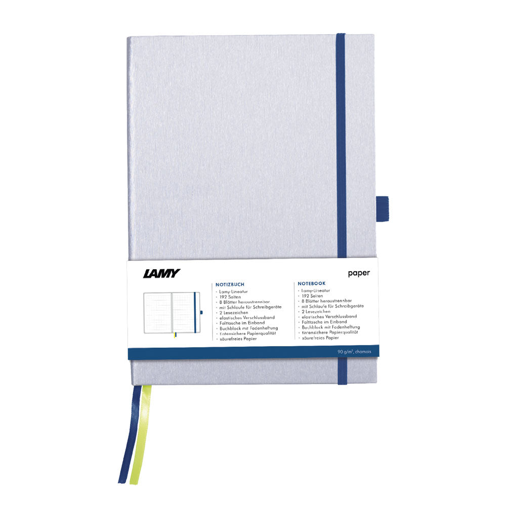 Lamy Notebook A5 Hard Cover Silver with Ocean Blue Edge