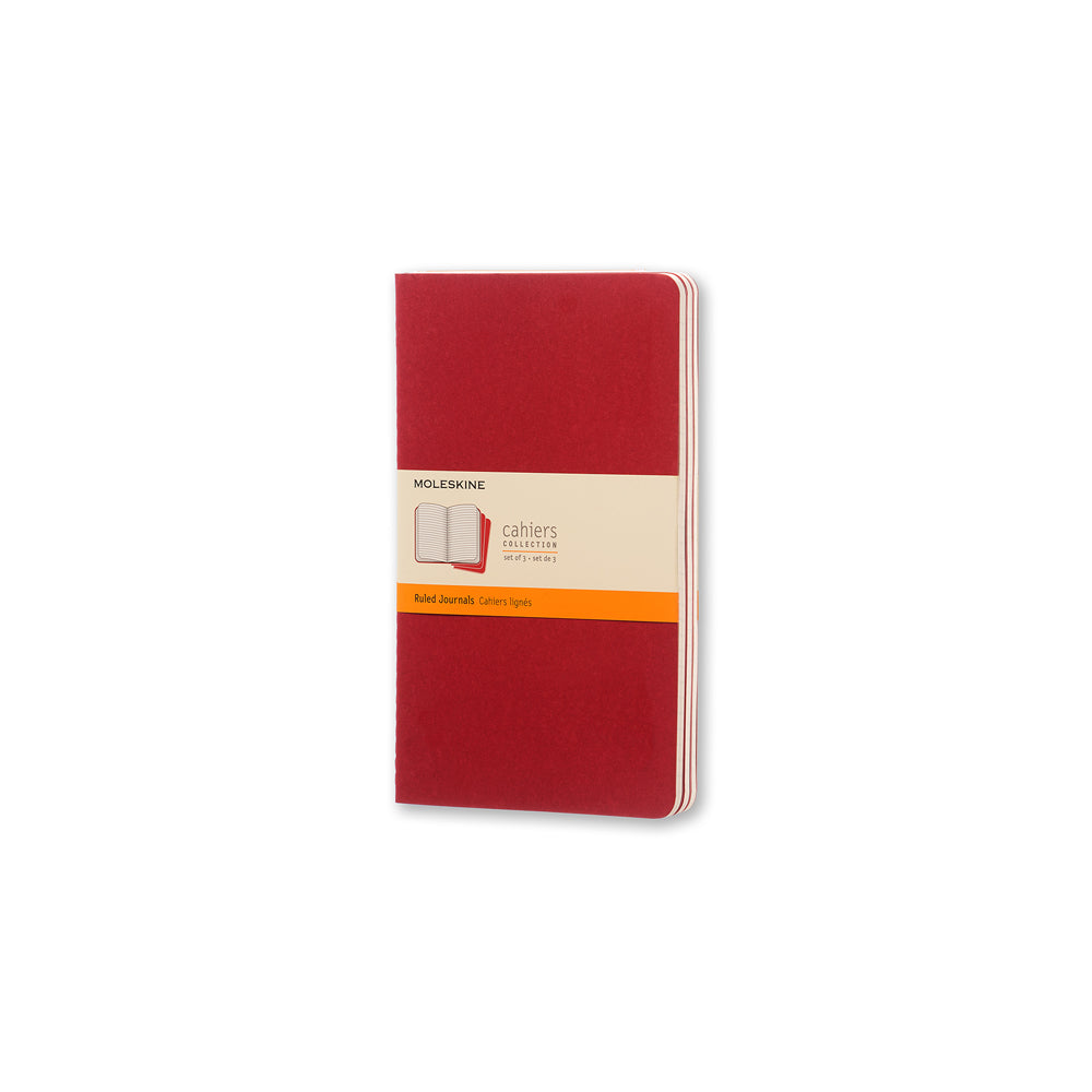 Moleskine Cahier Journals Large Cranberry Red Ruled Pack 3