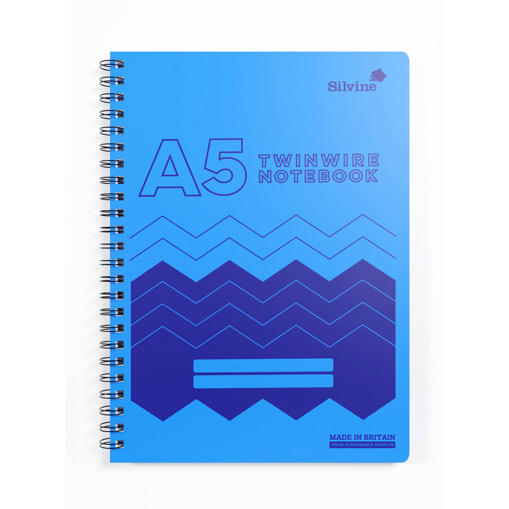 Silvine Twin Wire Polyprop Notebook A5 160 Pages Assorted Colours. Sold per 10s