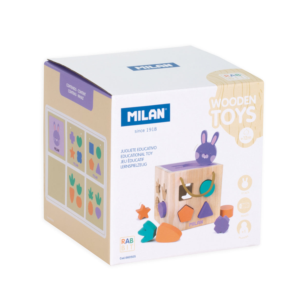 Milan Wooden Educational Toy Rabbit Cube