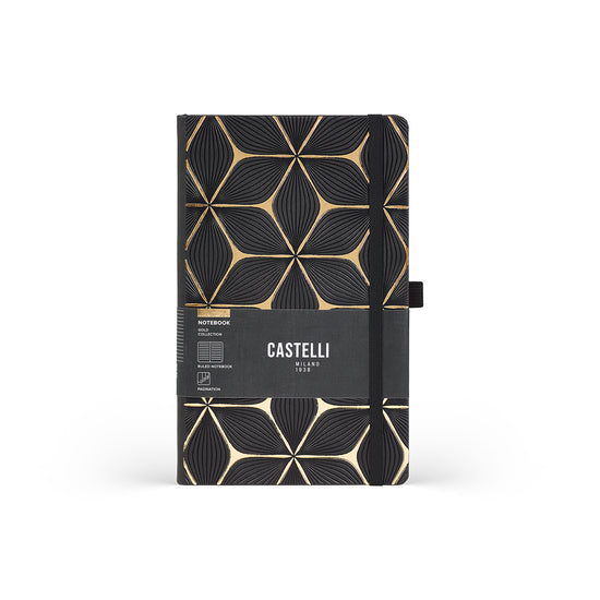 Castelli Notebook Gold Mid Ruled Flower
