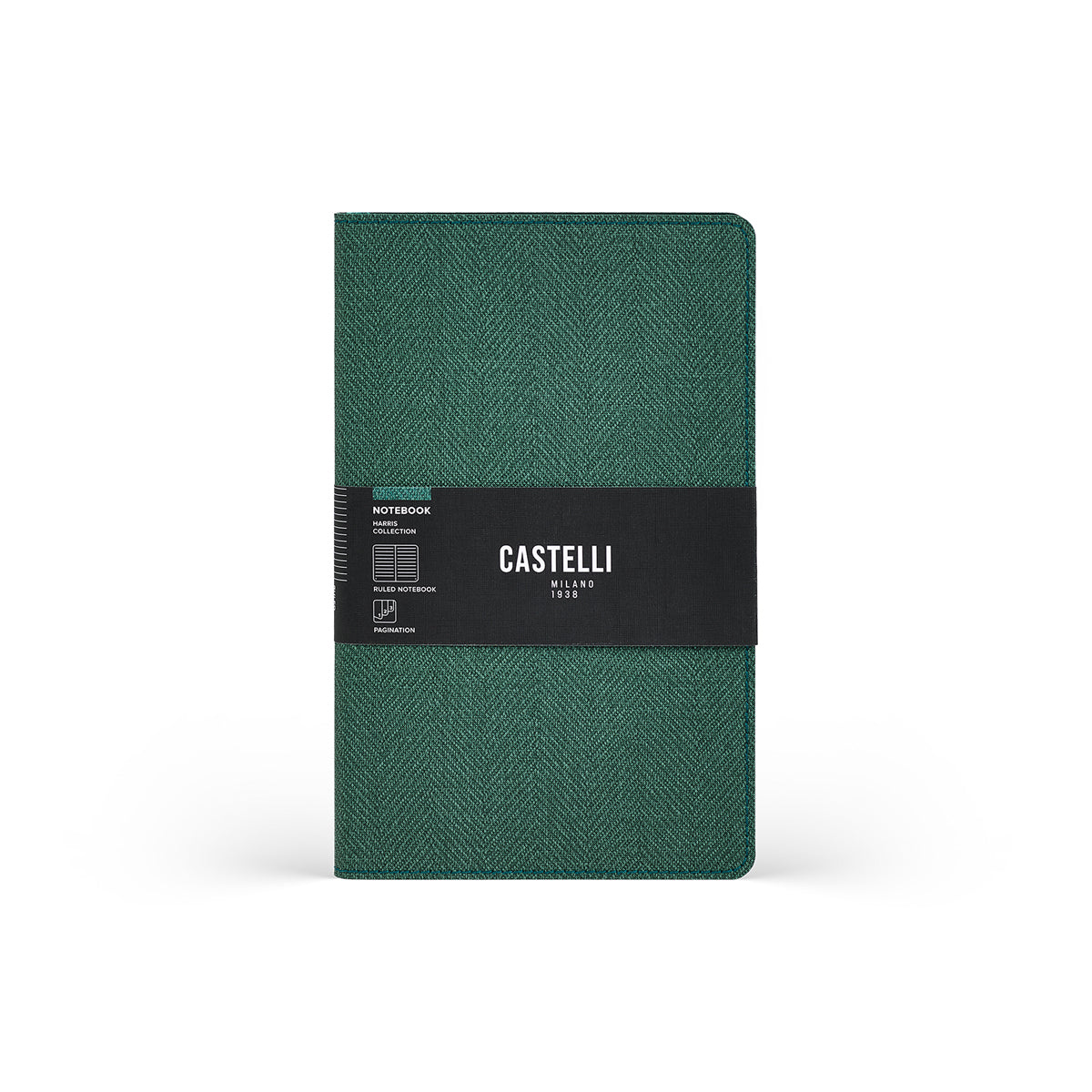 Castelli Notebook Harris Mid Ruled Forest Green