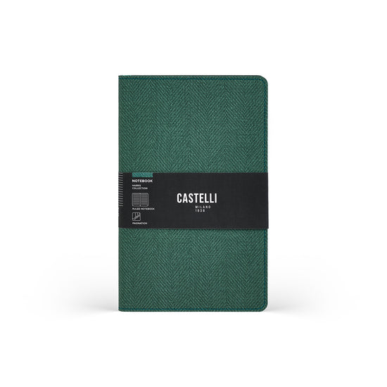 Castelli Notebook Harris Mid Ruled Forest Green