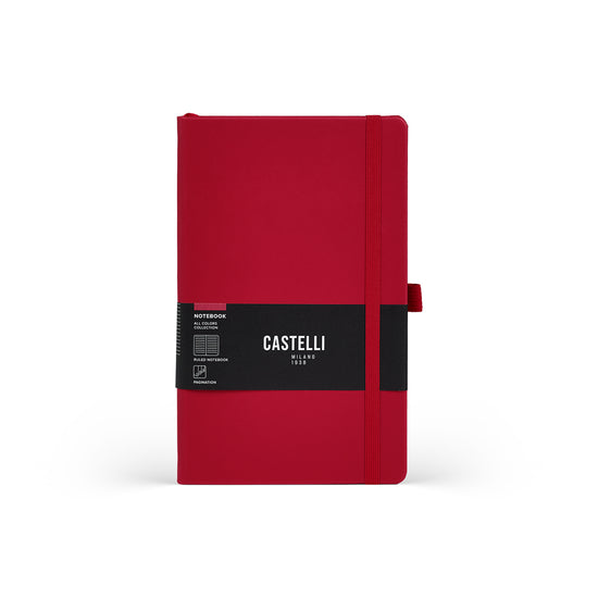 Castelli Notebook All Colour Mid Ruled Red