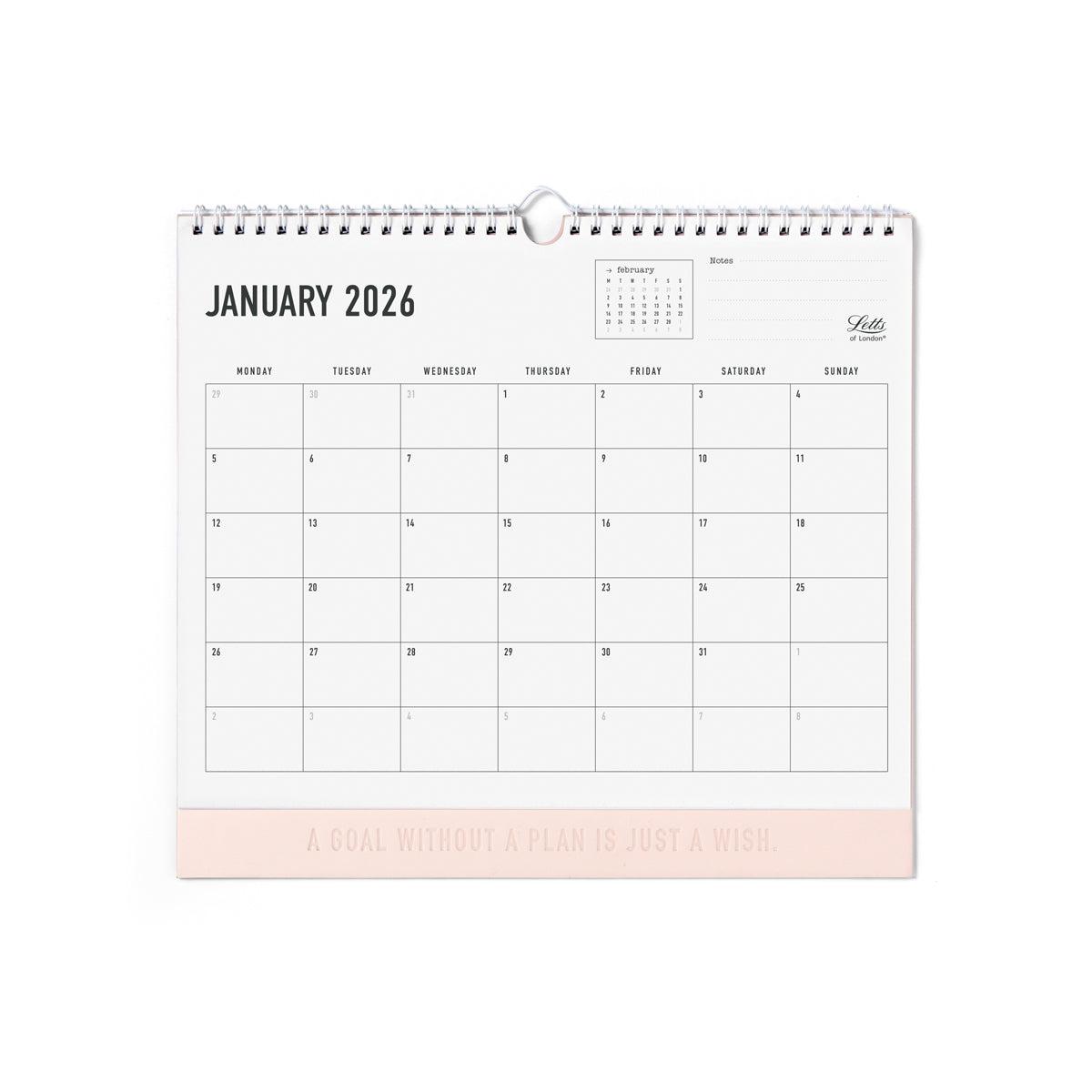 Letts of London Wall Calendar Conscious 300x270mm Rosewater 2026