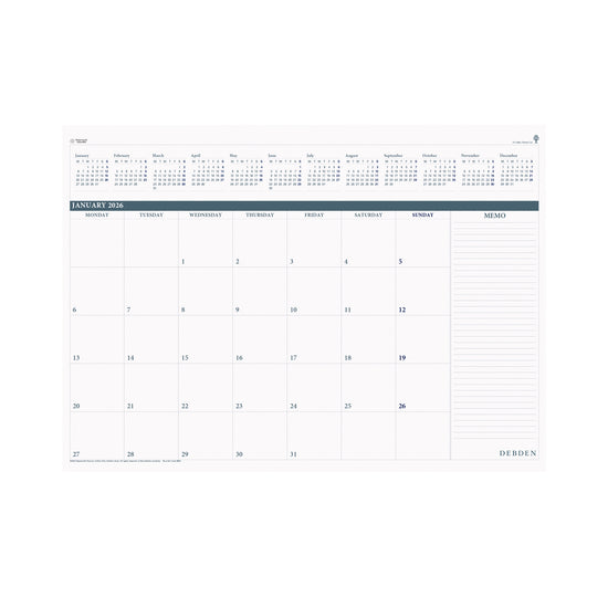 Debden Desktop Planner 382x540 Month to View Refill 2026