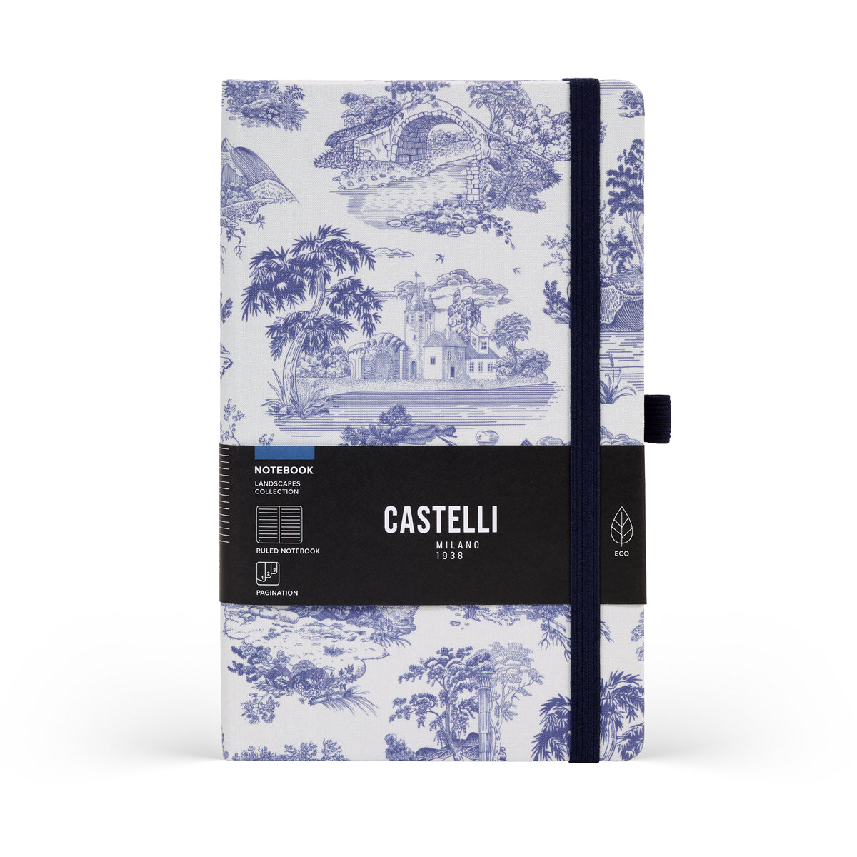 Castelli Notebook Landscapes Mid Ruled Marine Blue