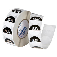 Avery Labels Sunday Round Day 24mm Black White 1000 Roll
