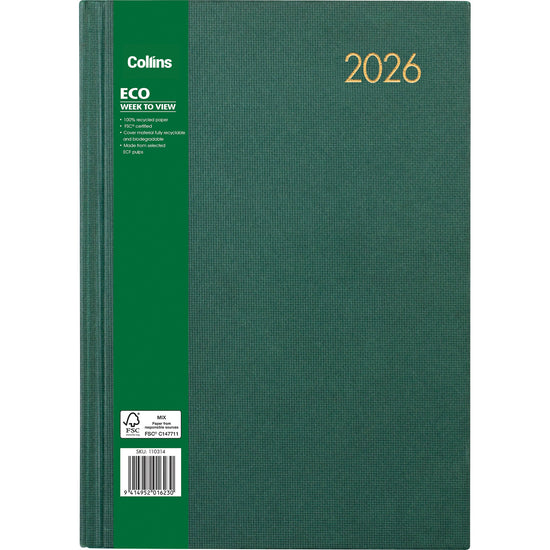 Collins Eco A43 Week Per View Diary Even Year