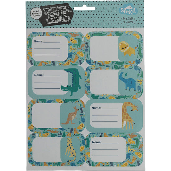 Spencil Safari Puzzle Junior Name & Subject Labels 16 Pack