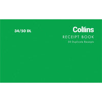 Collins Cash Receipt 34/50DL Duplicate Carbon Required