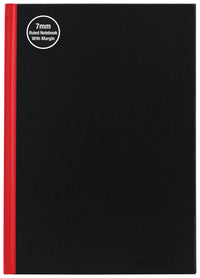 Milford Notebook A5 7mm 68gsm With Margin Red & Black 100lf
