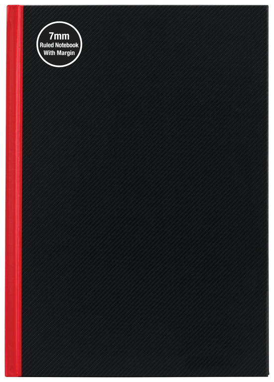Milford Notebook A5 7mm 68gsm With Margin Red & Black 100lf