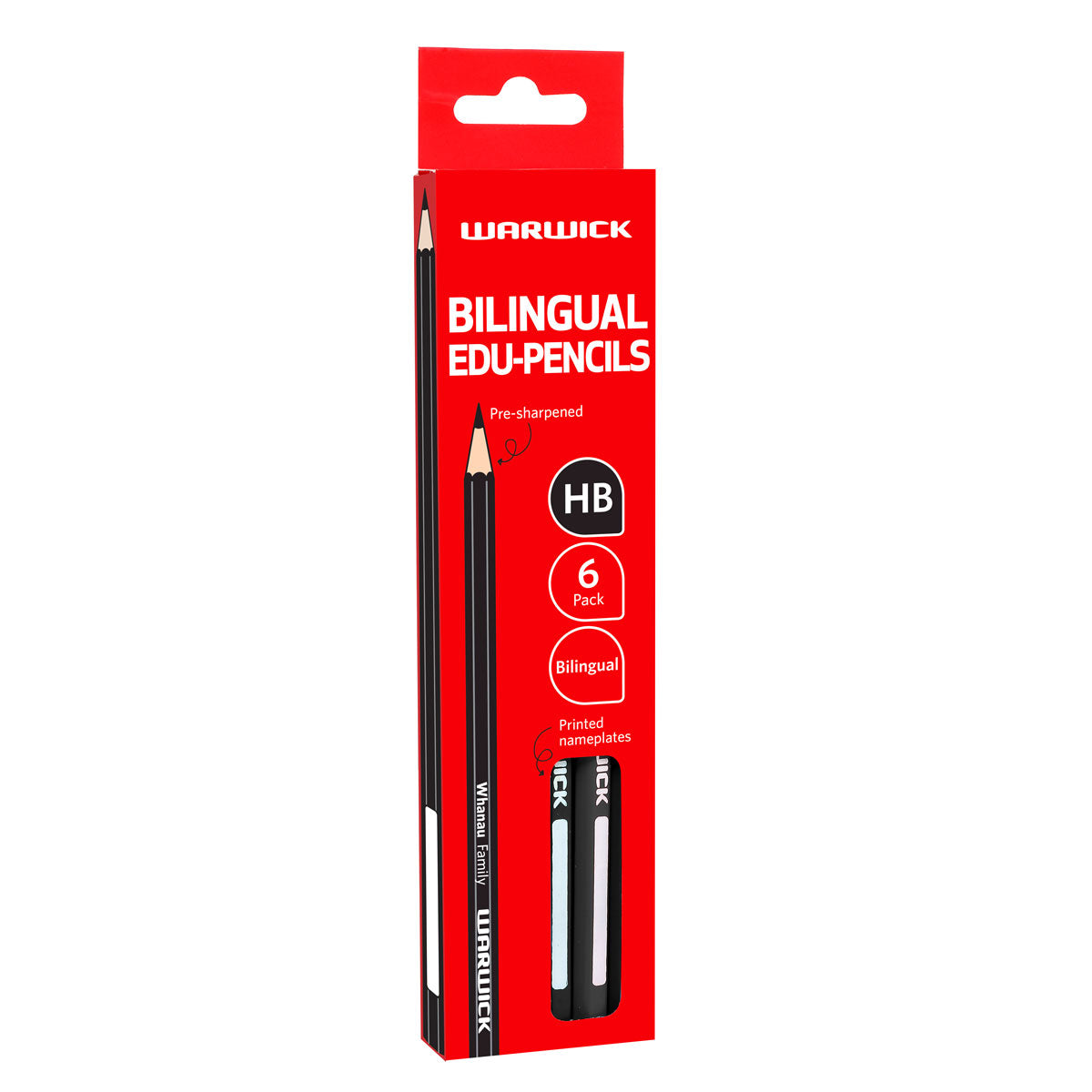 Warwick HB Pencil with Name Plate Bilingual Pack 6 Hexagonal