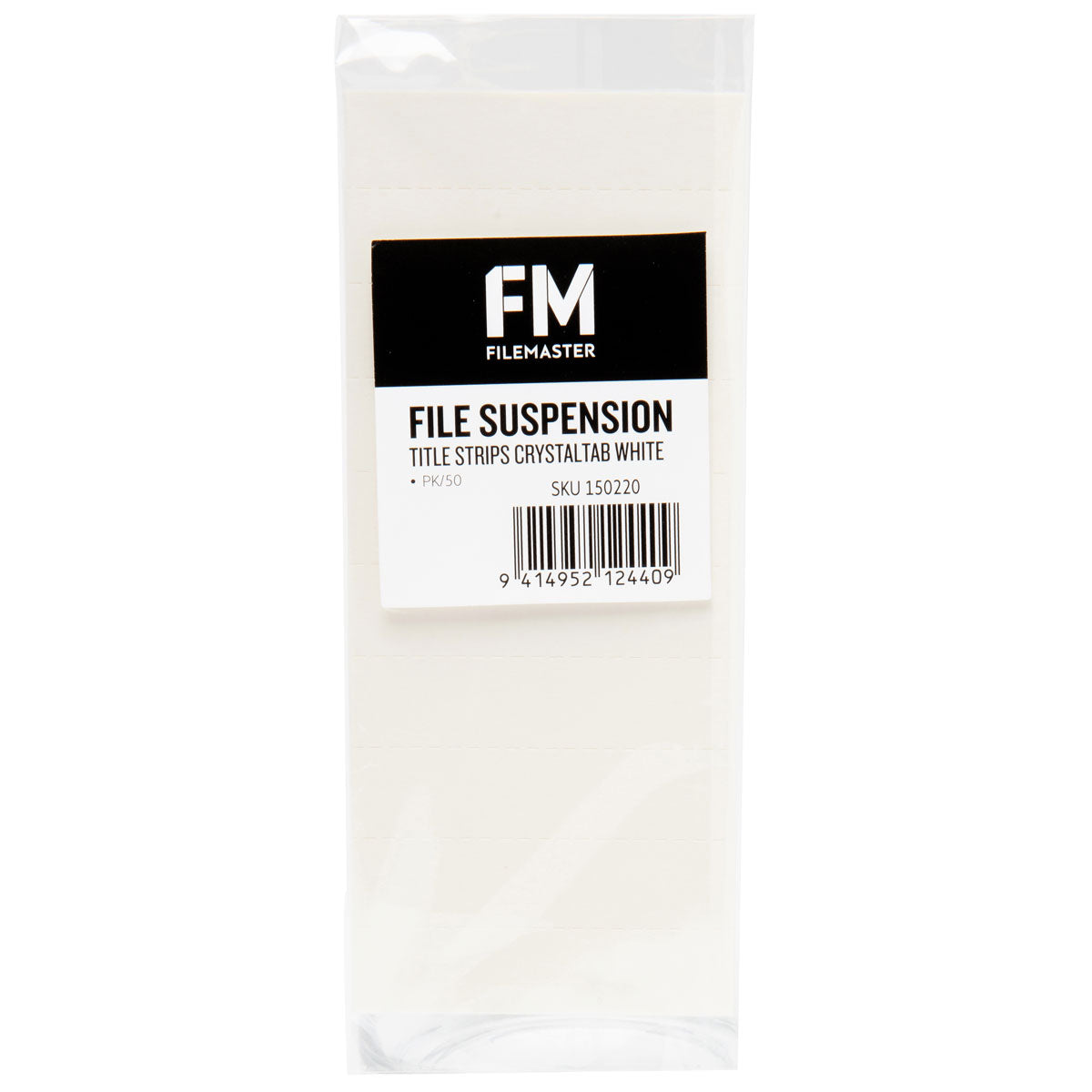 FM Title Strips Crystal Tab White 50 Pack