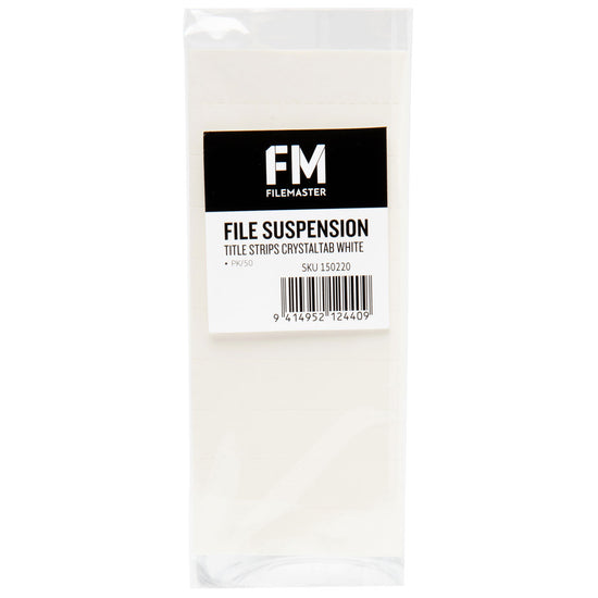 FM Title Strips Crystal Tab White 50 Pack