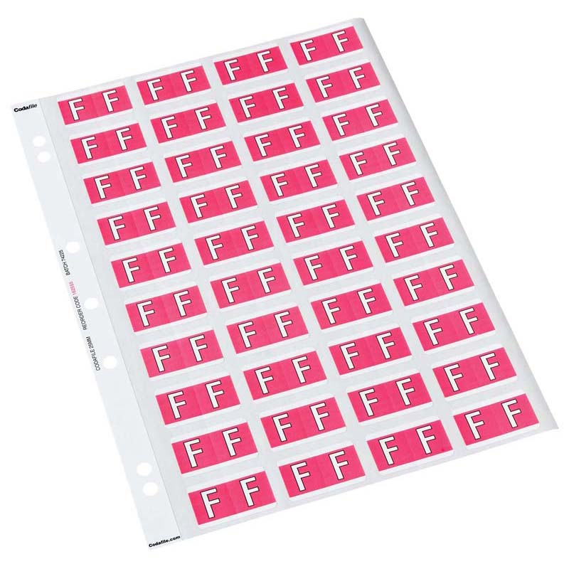 Codafile Label Alpha F 25mm Pack 5 Sheets