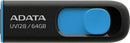ADATA UV128 Dashdrive Retractable USB 3.0 64GB Blue/Black Flash Drive