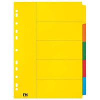FM Indices A4 5 Tab Coloured Cardboard