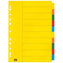 FM Indices A4 10 Tab Coloured Cardboard