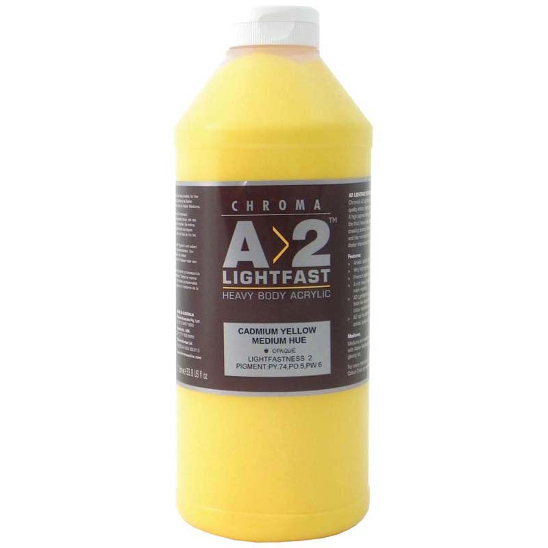 A2 Lightfast Heavybody Acrylic 1 Litre Cadmium Yellow Medium Hue