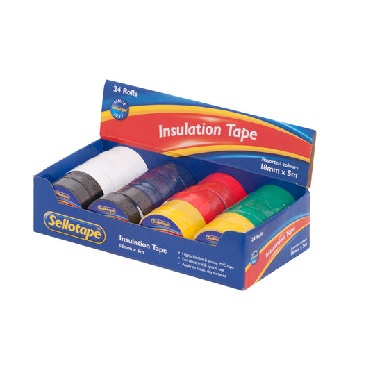 Sellotape TTS018 Elec Tape Assorted 18mm x 5m 1 UNIT. Sold per 24s