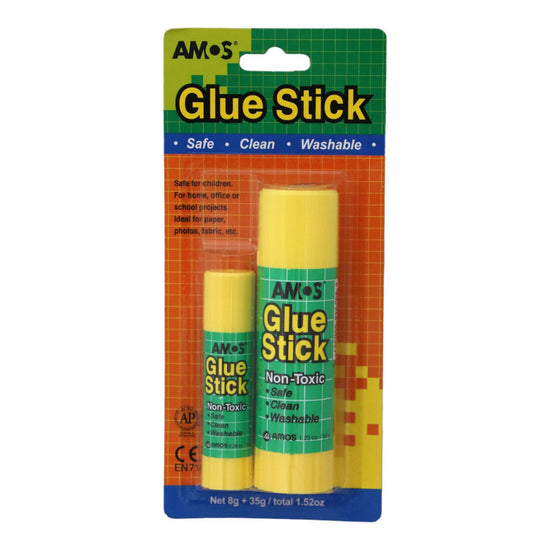 Amos Glue Stick 35gm Plus 8gm Multipack Jumbo And Small