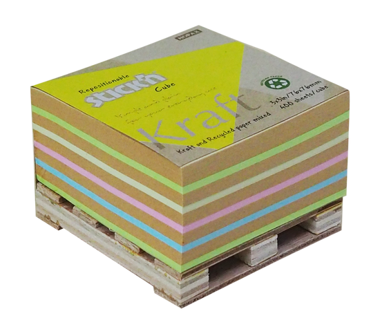 Stick'n Notes Cube 76x76mm 400 Sheets Kraft Neon Assorted