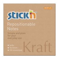 Stick'n Notes 76x76mm 100 Sheet Kraft