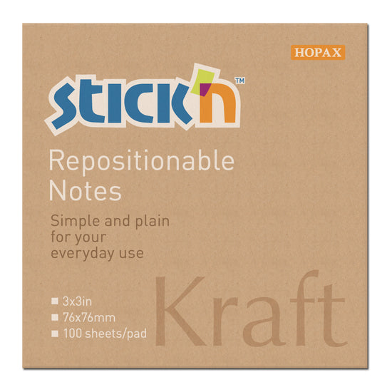 Stick'n Notes 76x76mm 100 Sheet Kraft