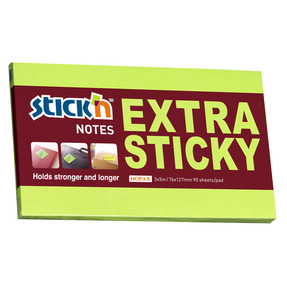 Stick'n Notes Extra Sticky 76x127mm 90 Sheet Neon Green