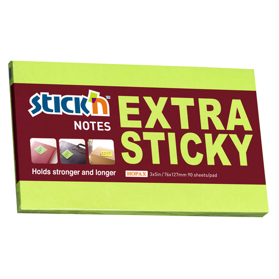 Stick'n Notes Extra Sticky 76x127mm 90 Sheet Neon Green