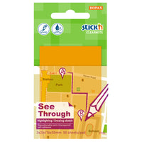 Stick'n Clearnotes Transparent 76x51mm 50 Sheets Orange