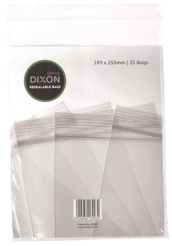 Dixon Resealable Bags Pack 25 180x255mm