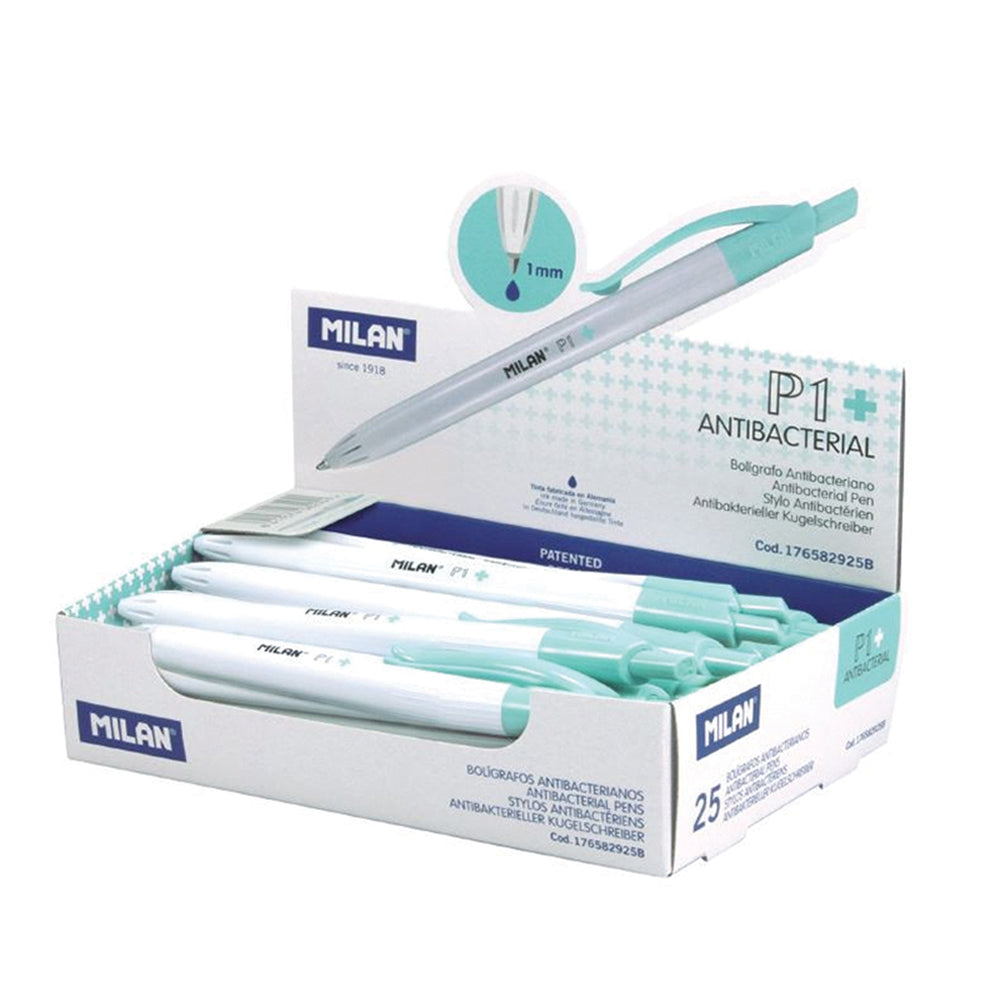 Milan P-1 Antibacterial Ballpoint Pens Blue Ink. Sold per 25s