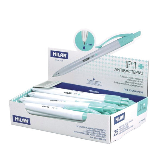 Milan P-1 Antibacterial Ballpoint Pens Blue Ink. Sold per 25s