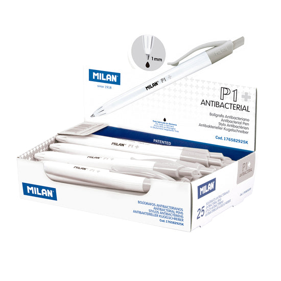 Milan P-1 Antibacterial Ballpoint Pens Black Ink. Sold per 25s
