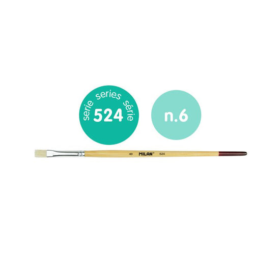 Milan Bristle Hair Brush 524 Series Flat Size 6