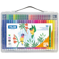 Milan Marker Conic Tip Fibre Pens Hard Case Assorted Pack 50